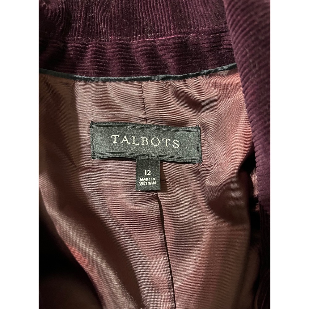 Talbots Womens Purple Corduroy Blazer Jacket Size 12 Deep Plum Cotton Stretch - Picture 5 of 8